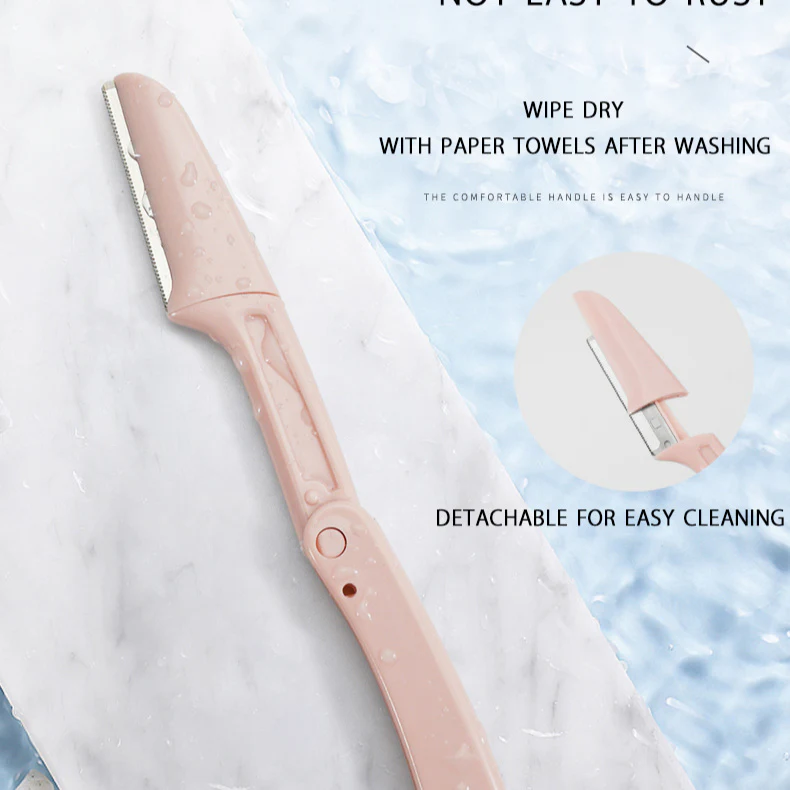 Eyebrow razor and grooming tool set in a real supplier layout
