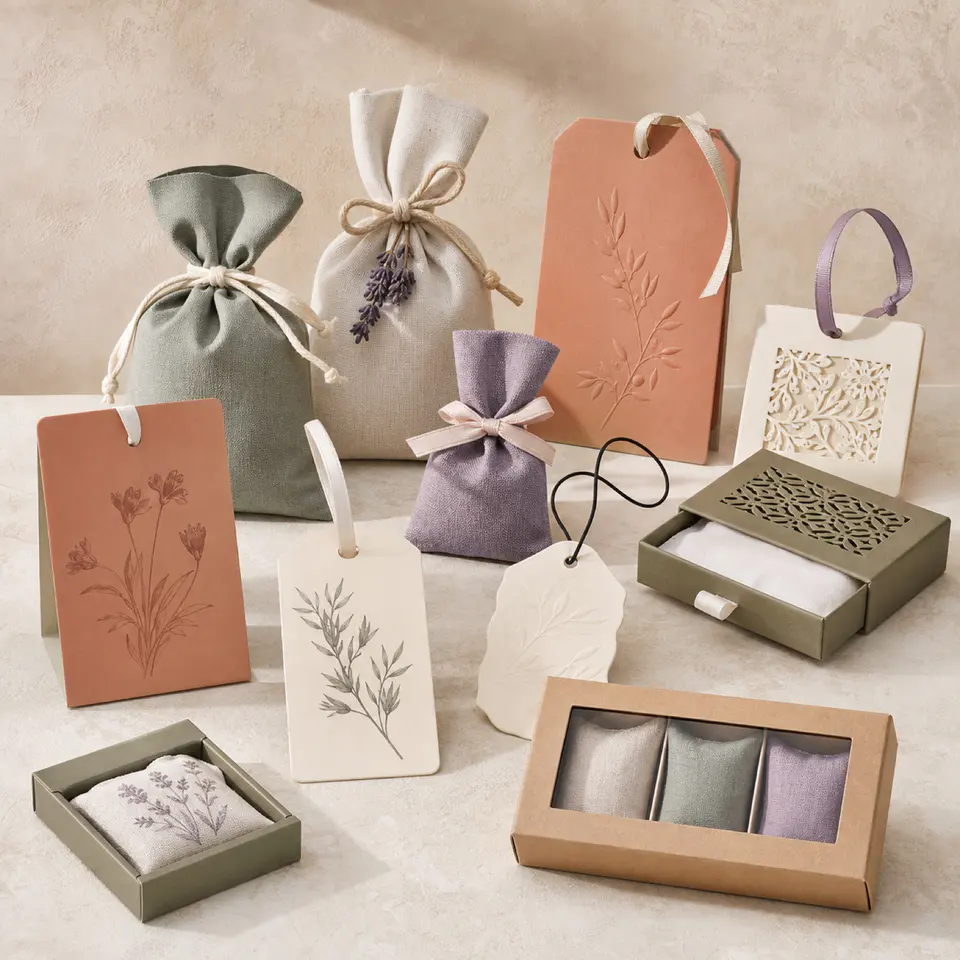 Private-label scented sachet, fragrance card and gift set range